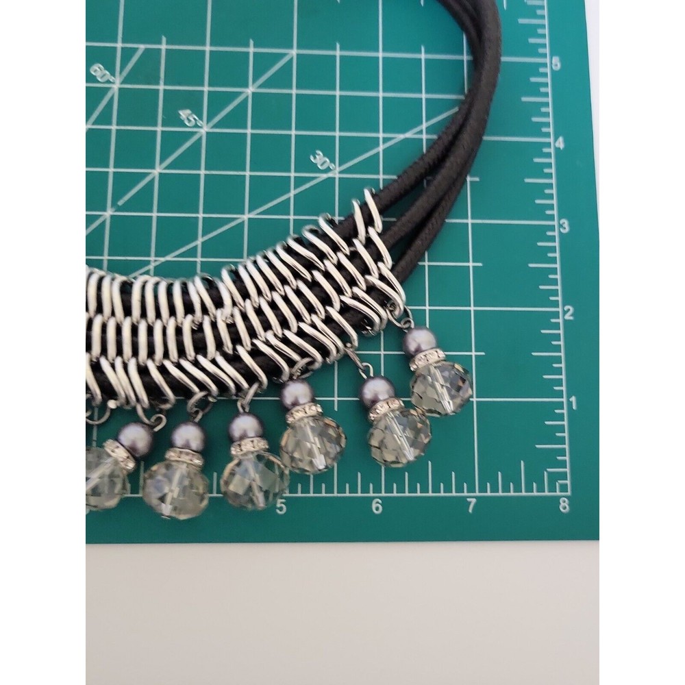 Vintage Silvertone Bling Chainmail Adjustable Statement Choker Necklace Jewelry - Picture 11 of 11